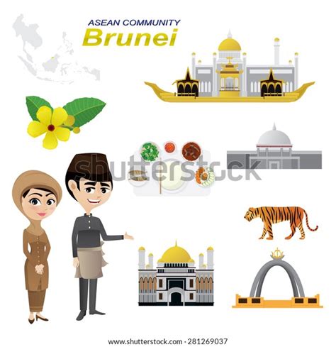 Illustration Cartoon Infographic Brunei Asean Community 库存矢量图（免版税）281269037