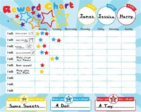 Magnetic Rewardstar Chart For Motivating Children Durable Board 40 X