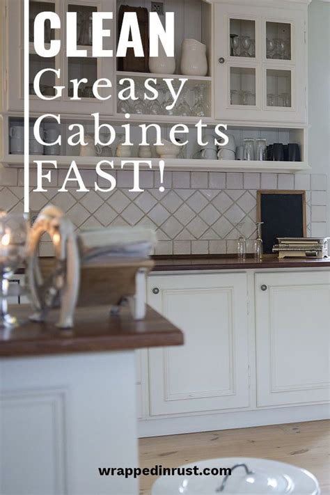 Eliminate light grease by misting cabinets with vinegar. Clean Greasy Kitchen Cabinets With Ease - Wrapped in Rust ...