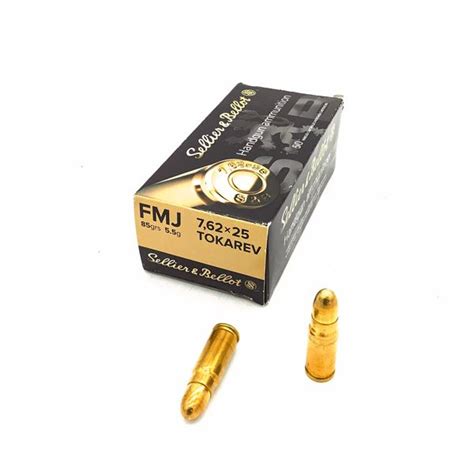 Sellier And Bellot 762 X 25 Tokarev 85 Grain Fmj Ammunition 41 Rounds
