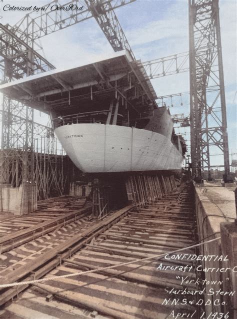 Uss Yorktown Cv 5 Starboard Stern At Newport News Shipbuilding And