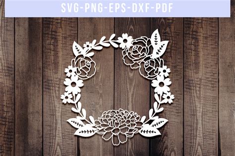 Floral Wreath Papercut Template Flower Decor Svg Pdf Dxf 252815