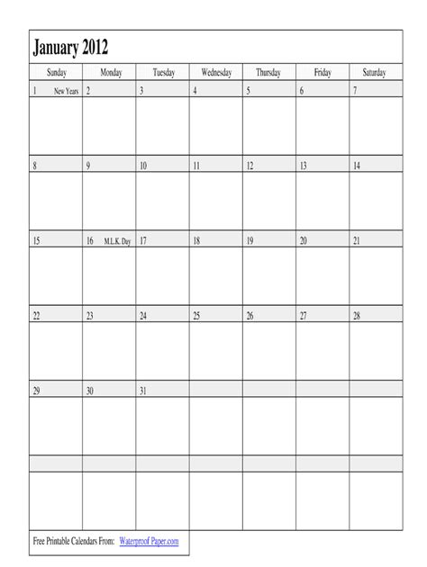 Waterproof Yearly Calendar 2012 2021 Fill And Sign Printable Template