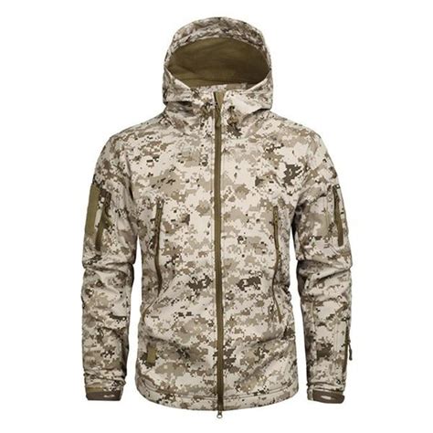 Mens Military Jacket Tactical Sharkskin Softshell Outwear Camouflage