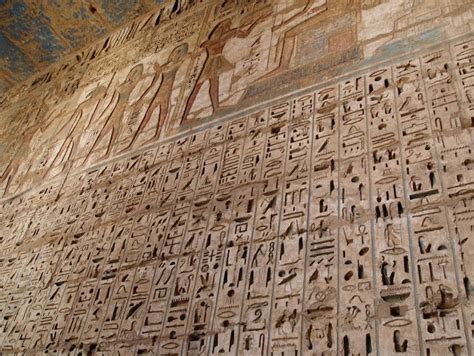 Hieroglyphics Inside Of The Temple Of Medinat Habu Modern Egypt Great