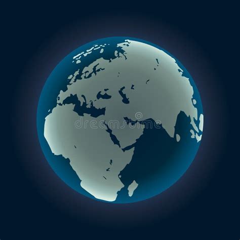 Global Sphere Isolated On Black Background Luminescent Earth Icon