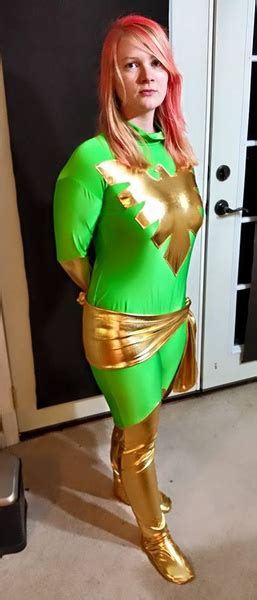 St Patricks Day Costume Green Phoenix Lycra Shiny Metallic Super Hero