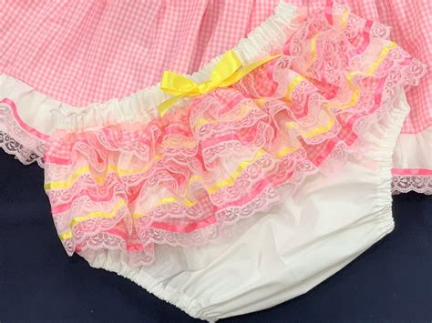 Adult Baby Sissy Littles Abdl Abc Baby Pink Gingham Dress Etsy
