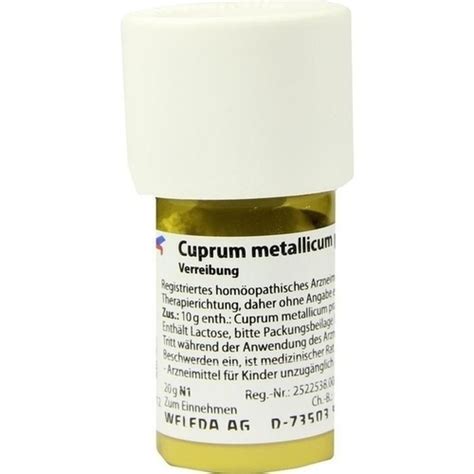 Médicament cuprum metallicum weleda : CUPRUM METALLICUM praep.D 6 Trituration 20 g - Weleda ...
