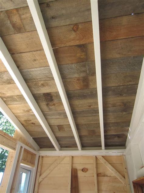 For decorating ceilings, wood can be used as: Relaxshacks.com: A recycled barn wood/fence plank ceiling ...