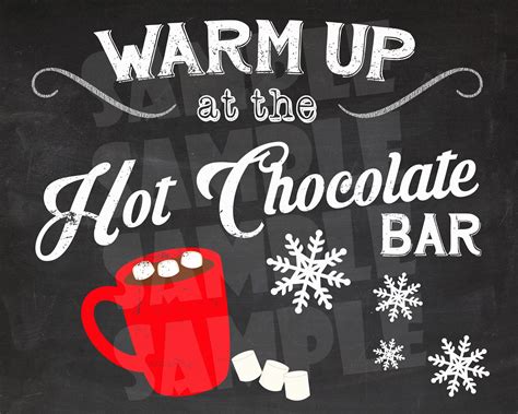 PRINTABLE HOT COCOA Bar Sign Hot Chocolate Bar Sign Christmas Party Sign Chalkboard Hot Cocoa