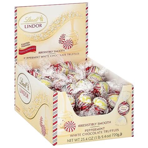 Lindt Lindor Holiday White Chocolate Peppermint Truffles 254 Oz 60