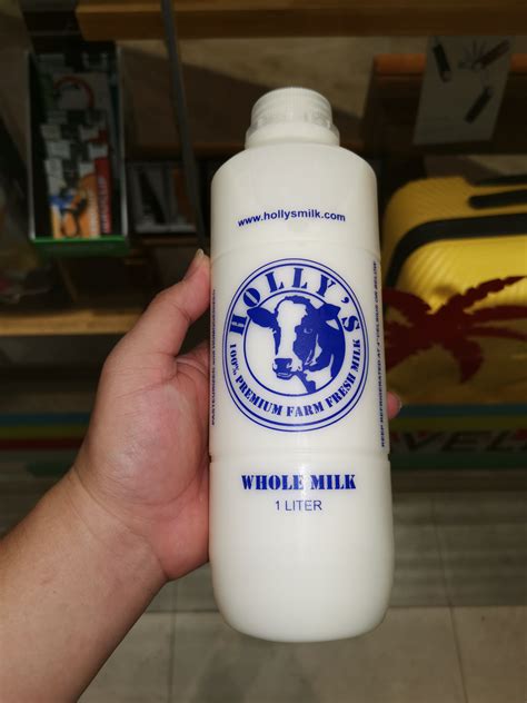 It is shown stained dark walnut and white lettering. Holly's 100% premium farm fresh milk whole milk 1 liter ...