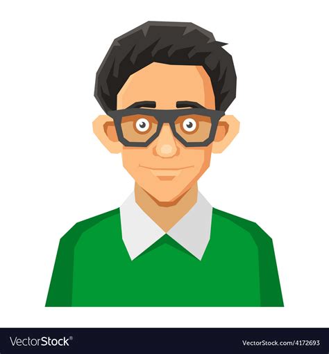Cartoon Style Portrait Nerd With Glasses And Vector Image