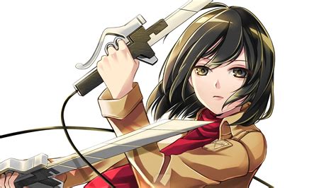 Desktop Wallpaper Cute Mikasa Ackerman Attack On Titan Anime Girl Hd