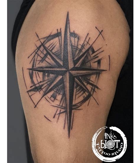 Men 6hrs Abstract Compass Tattoo Rs 600square Inch Inkblot Tattoo