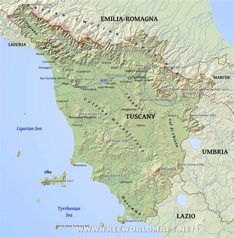 Tuscany Physical Map