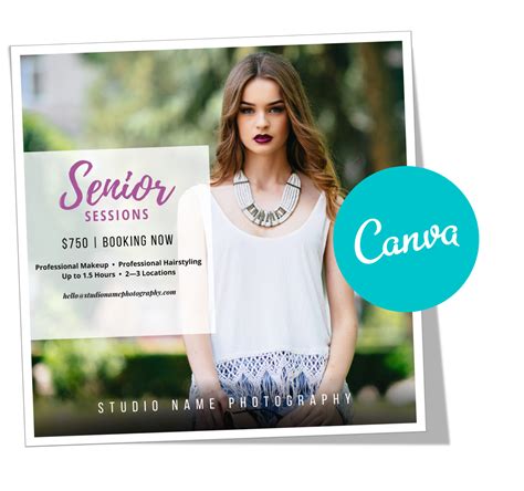 Senior Photography Session Marketing Templates For Canva 8 Piece Bun