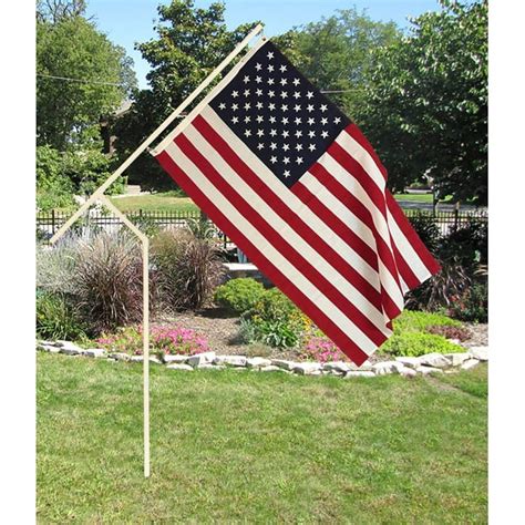 White Pvc Flagpole Made In The Usa Includes 3x5 Made In Usa Flag