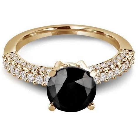 Ct Natural Black Diamond Ring With K Yellow Gold At Rs