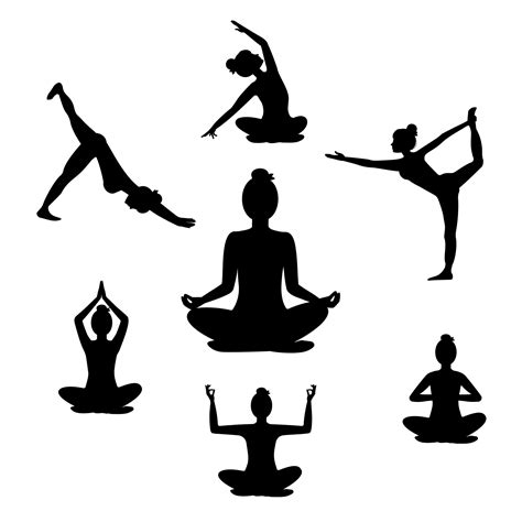 Beautiful Woman Doing Yoga Exercises Black Silhouette On White