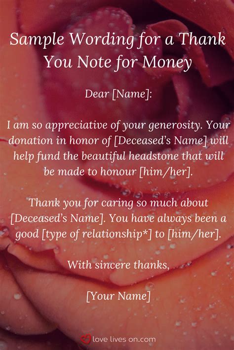 Sample Wording For A Funeral Thank You Note For A Money Donation Click