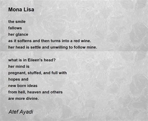 Mona Lisa Mona Lisa Poem By Atef Ayadi