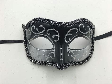 Deluxe Black Silver Mask Venetian Party Masquerade Mask For Men