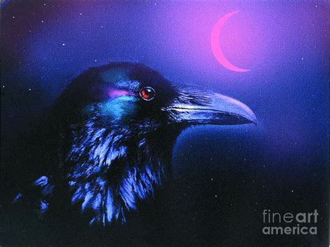 Red Moon Raven Art Print By Robert Foster In 2020 Raven Art Red Moon