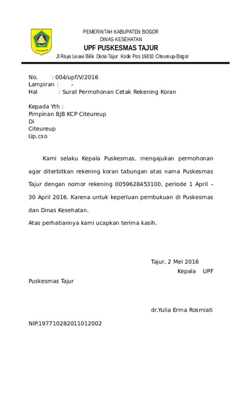 Detail Contoh Surat Permohonan Print Out Rekening Koran Perusahaan