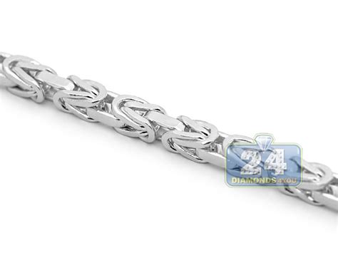 Malachite is a popular choice for white gold chains for men. Italian 14K White Gold Solid Byzantine Mens Chain 3.5 mm