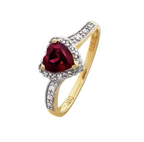 Review Of Revere 9ct Gold Created Ruby And Diamond Accent Heart Ring
