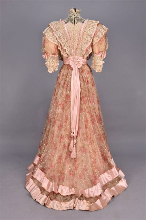 Printed And Brocaded Silk Afternoon Dress C 1905 1900s Fashion