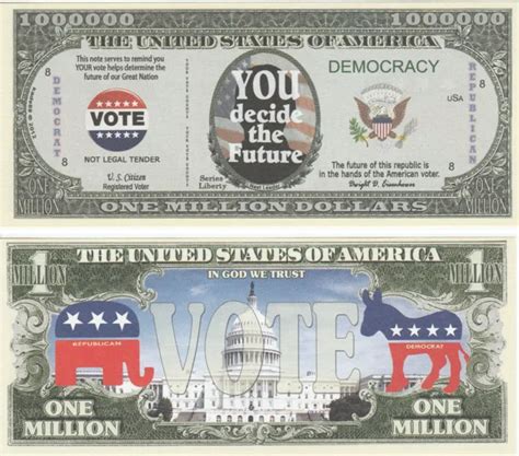 Vote ~ Election Million Dollar Bill Play Funny Money Novelty Note