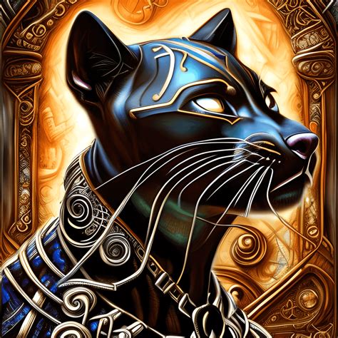 Whimsical Realistic Steampunk Black Panther Digital Graphic · Creative
