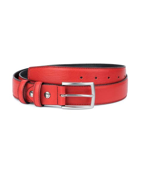 Buy Mens Red Leather Belt Smooth And Soft