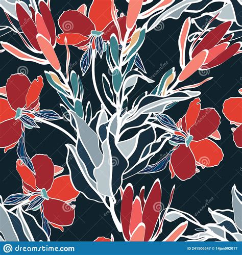 Modern Exotic Jungle Plants Illustration Pattern Contemporary Floral