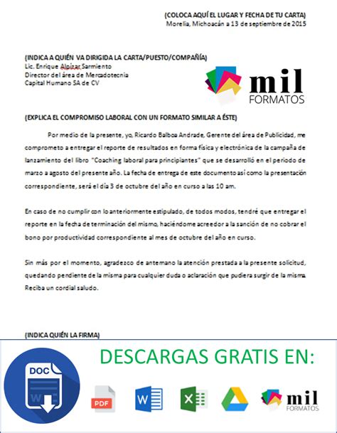 Carta Compromiso Laboral Ejemplos Y Formatos Word PDF