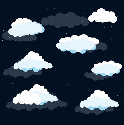 Night Sky With Clouds Cloud Svg Cloud Clipart Clouds Etsy Uk