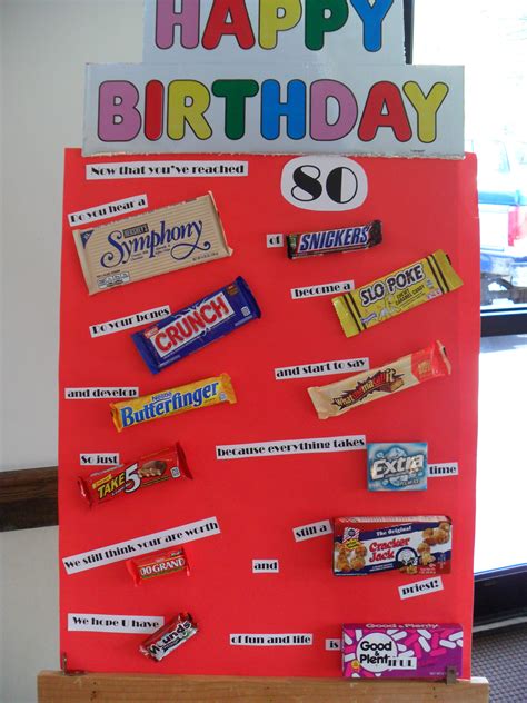 80th Birthday Poster Using Candy Bars Decorating Ideas Pinterest