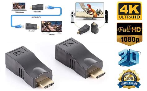 Microware Hdmi Extender Txrx Adapter Repeater Hd 1080p 30m By Single