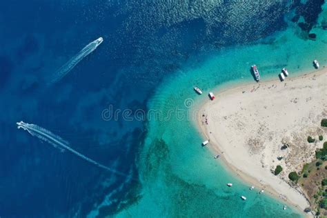 Aerial Drone View Of Iconic Small Uninhabited Island Of Marathonisi