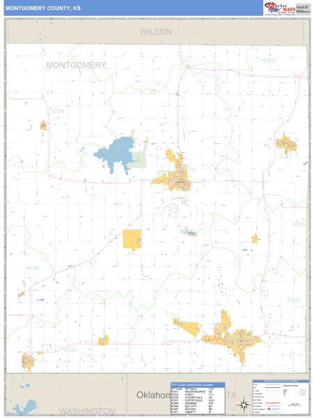 Montgomery County Kansas Zip Code Wall Map