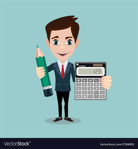Accountant With A Calculator And Pencil Royalty Free Vector