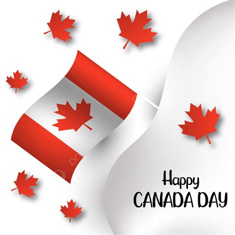 Illustration With Canadian Flag And Maple Leaves National Flag