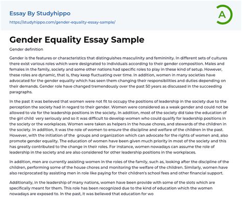 Gender Equality Essay Sample