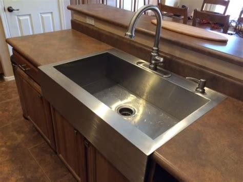 Top mount farmhouse sink best home design ideas lgx5wymx43 ikea kitchen pin on can a be used with laminate countertop guide lyons industries dks deluxe front dual basin acrylic deep retrofit installation vault stainless steel you mobile decor replacing countertops unique review domsjo nina hendrick co overmount copper sinks or under incredib bright in traditional next to alongside double and fireclay sinkology KOHLER Vault Farmhouse Apron-Front Stainless Steel 36 in ...