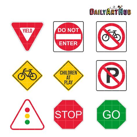 9 Road Signs Clip Art Set Daily Art Hub Graphics Alphabets And Svg