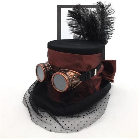 Black And Bronze Steampunk Tophat With Bow And Goggle Steampunk Fashion