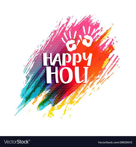 Happy Holi Colorful Watercolor Brush Stroke Vector Image